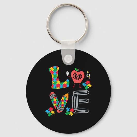 Liefde Autisme Bewustzijn Leraar Snelheid Speciaal Sleutelhanger (Voorkant)