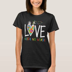 Liefde Autisme Bewustzijn Maand Need No Words Paar T-shirt