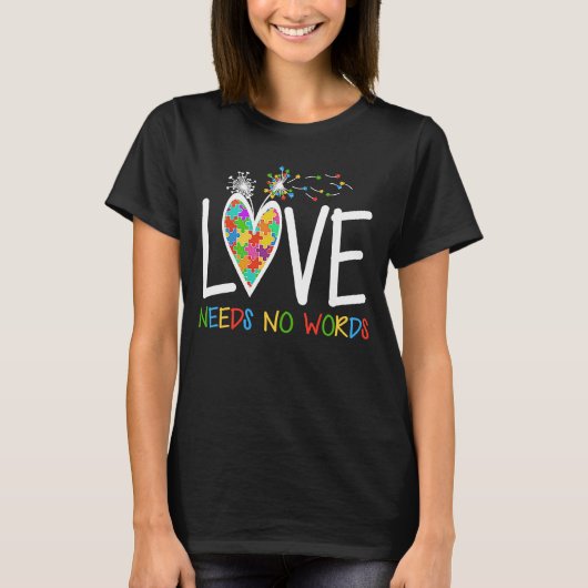 Liefde Autisme Bewustzijn Maand Need No Words Paar T-shirt (Voorkant)