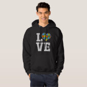 Liefde autisme bewustzijn voor kinderen papa Heart Hoodie (Voorkant volledig)