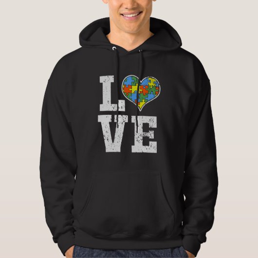 Liefde autisme bewustzijn voor kinderen papa Heart Hoodie (Voorkant)