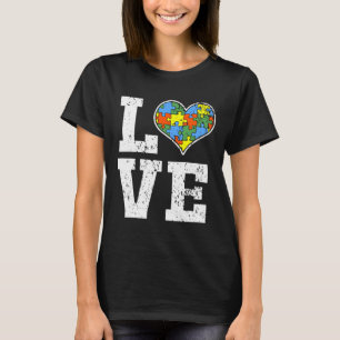 Liefde autisme bewustzijn voor kinderen papa Heart T-shirt