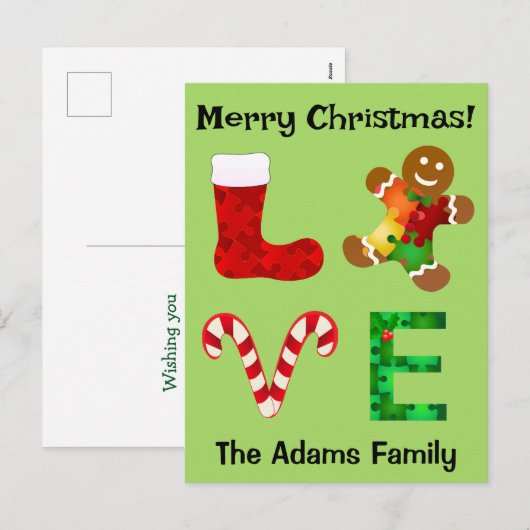 LIEFDE Autisme Kerstmis Feestdagenkaart (Voorkant / Achterkant)