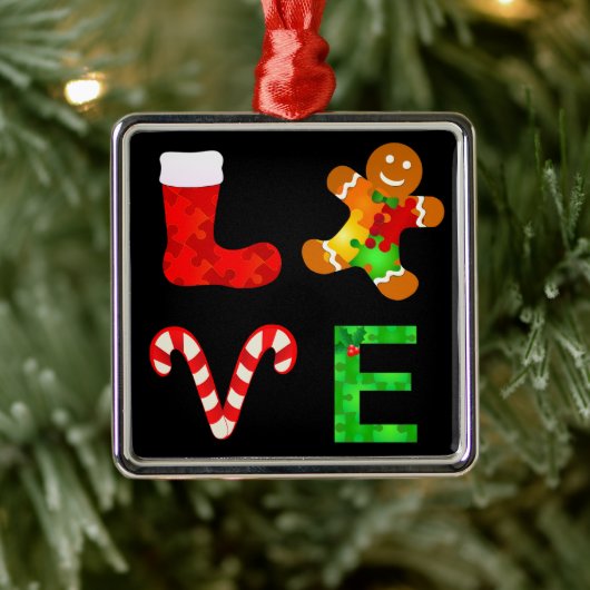 LIEFDE Autisme Kerstmis Metalen Ornament (Boom)