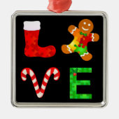 LIEFDE Autisme Kerstmis Metalen Ornament (Voorkant)