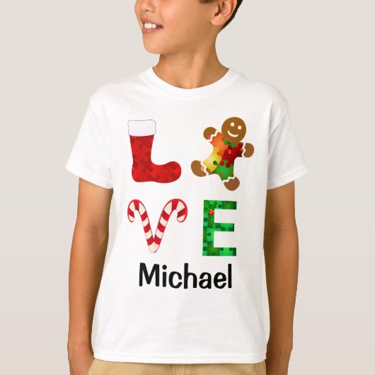 LIEFDE Autisme Kerstmis T-shirt (Voorkant)