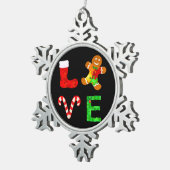 LIEFDE Autisme Kerstmis Tin Sneeuwvlok Ornament (Rechts)