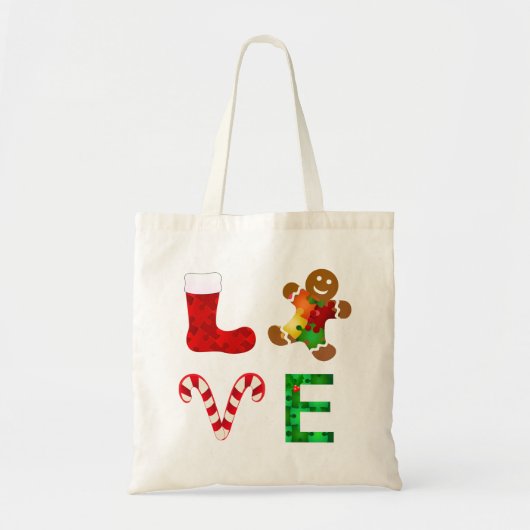 LIEFDE Autisme Kerstmis Tote Bag (Voorkant)