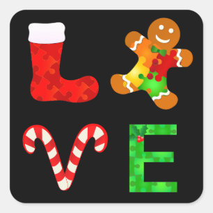 LIEFDE Autisme Kerstmis Vierkante Sticker