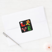 LIEFDE Autisme Kerstmis Vierkante Sticker (Envelop)