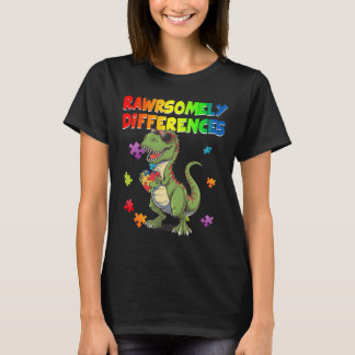 Liefde Autisme T Rex Dinosaurus Rawrsomely Verschi T-shirt