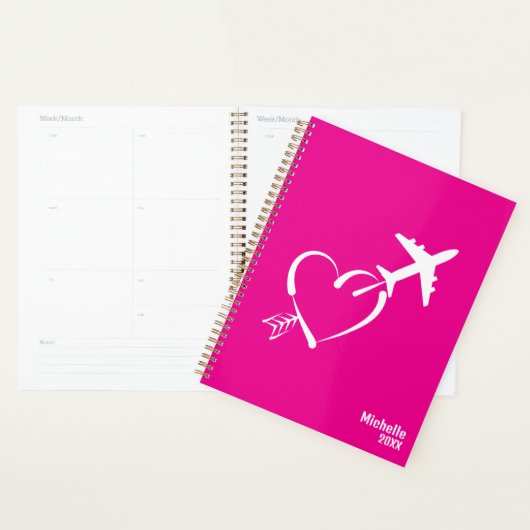 Liefde & avontuur, Hart met Pijl & Vliegtuig, Roze Planner (Display)