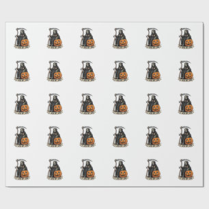 Liefde Baan Grim Reaper Halloween Pompoen Zeis_1 Cadeaupapier
