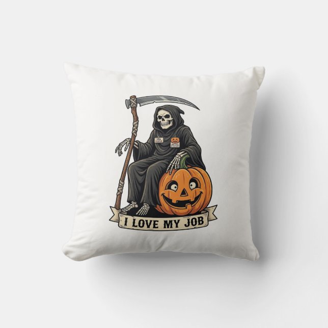Liefde Baan Grim Reaper Halloween Pompoen Zeis_1 Kussen (Voorkant)