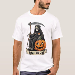 Liefde Baan Grim Reaper Halloween Pompoen Zeis_1 T-shirt