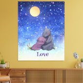Liefde, Baby Hippo en haar moeder Canvas Afdruk (Insitu (Woonkamer))