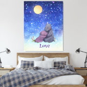 Liefde, Baby Hippo en haar moeder Canvas Afdruk (Insitu (Slaapkamer))