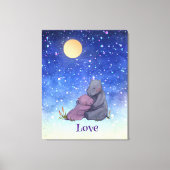 Liefde, Baby Hippo en haar moeder Canvas Afdruk (Voorkant)