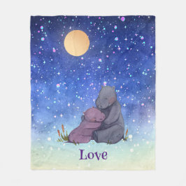 Liefde, Baby Hippo en haar moeder Fleece Deken