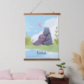 Liefde, Baby Hippo en haar moeder Hangend Wandkleed (Slaapkamer)