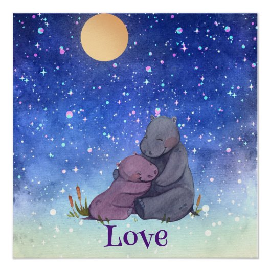 Liefde, Baby Hippo en haar moeder Perfect Poster (Voorkant)