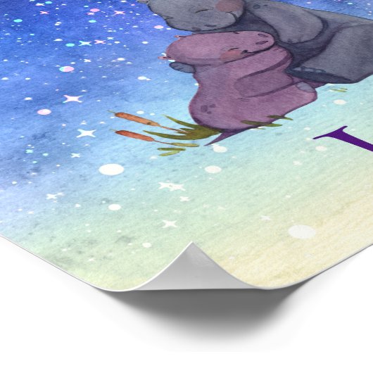 Liefde, Baby Hippo en haar moeder Poster (Hoek)