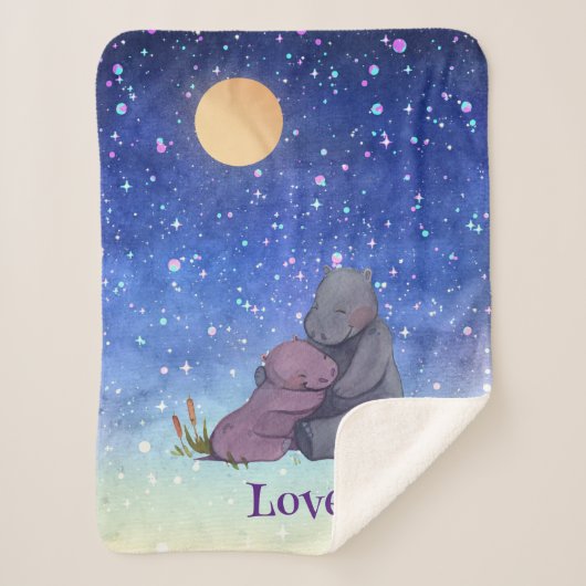 Liefde, Baby Hippo en haar moeder Sherpa Deken (Voorkant)