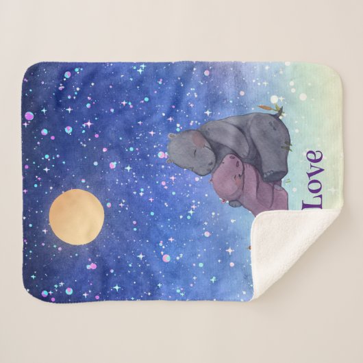 Liefde, Baby Hippo en haar moeder Sherpa Deken (Voorkant (horizontaal))