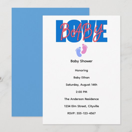 Liefde Baby Shower Uitnodiging (Voorkant / Achterkant)