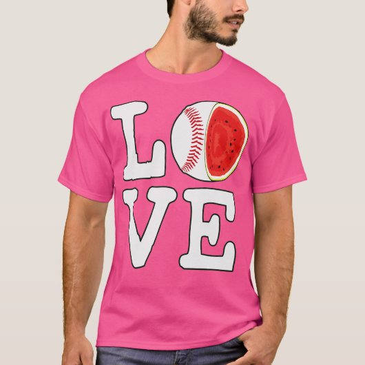 Liefde Baseball Watermeloen T-shirt (Voorkant)