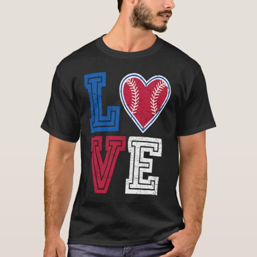 Liefde Baseball Werper Vanger Hardloper Hart Grapp T-shirt (Voorkant)