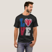 Liefde Baseball Werper Vanger Hardloper Hart Grapp T-shirt (Voorkant volledig)