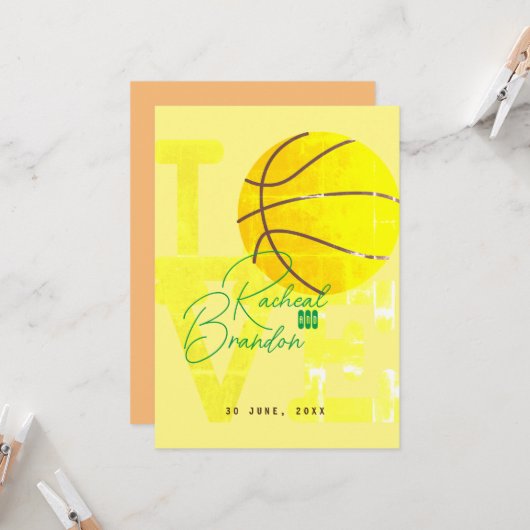 liefde basketbal brief, basketbal liefhebber kaart (Voorkant / Achterkant in situ)