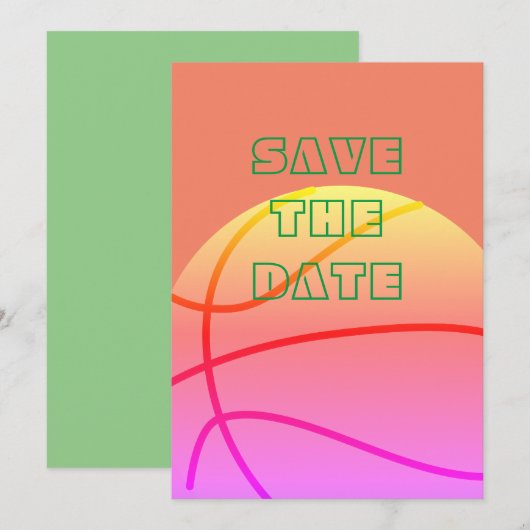 Liefde basketbal brief, basketbal liefhebber save the date (Voorkant / Achterkant)