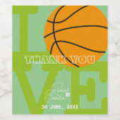 Liefde basketbal brief, voor basketbal liefhebber wijn etiket (Enkel label)