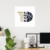 liefde basketbal cadeau ideeën voor coach poster (Thuiskantoor)