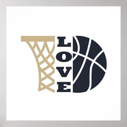 liefde basketbal cadeau ideeën voor coach poster (Voorkant)