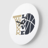 Liefde basketbal hoepel en blauwe bal grote klok (Hoek)