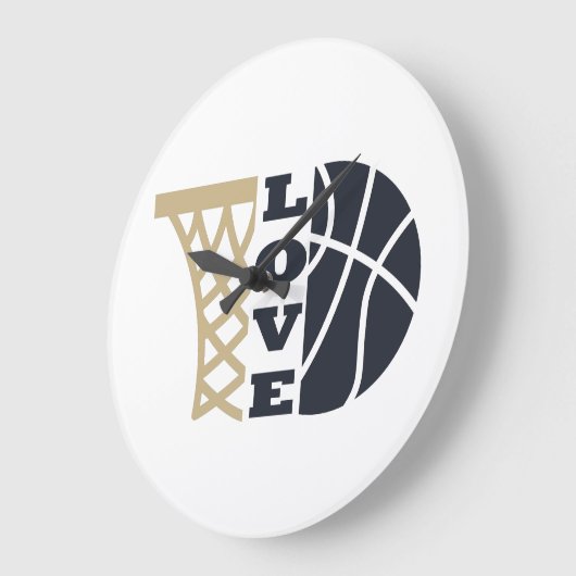 Liefde basketbal hoepel en blauwe bal grote klok (Hoek)