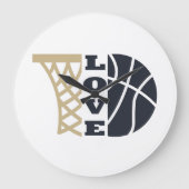Liefde basketbal hoepel en blauwe bal grote klok (Voorkant)