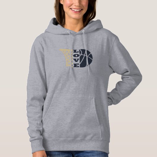 Liefde basketbal hoepel en blauwe bal hoodie (Voorkant)