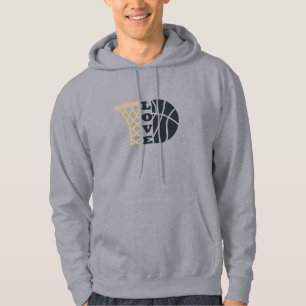 Liefde basketbal hoepel en blauwe bal hoodie