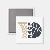 Liefde basketbal hoepel en blauwe bal magneet (Voorkant / Achterkant)