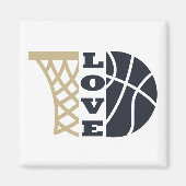 Liefde basketbal hoepel en blauwe bal magneet (Voorkant)