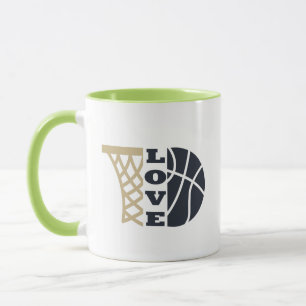 Liefde basketbal hoepel en blauwe bal mok