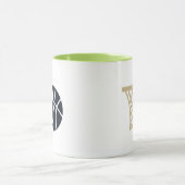 Liefde basketbal hoepel en blauwe bal mok (Midden)