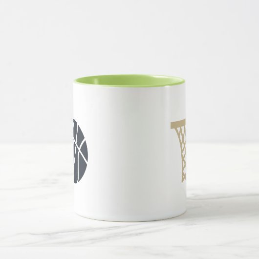 Liefde basketbal hoepel en blauwe bal mok (Midden)