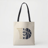 Liefde basketbal hoepel en blauwe bal tote bag (Voorkant)