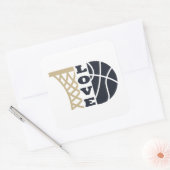 Liefde basketbal hoepel en blauwe bal vierkante sticker (Envelop)