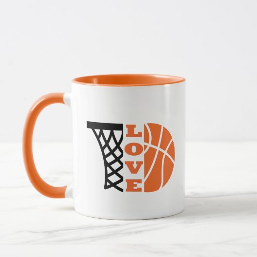 Liefde Basketbal Hoop en sinaasappel Ball Mok (Links)